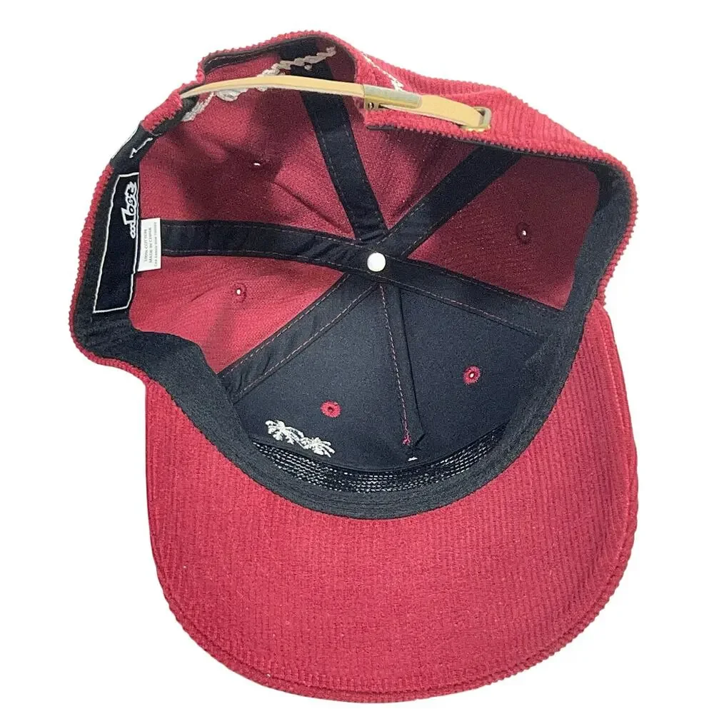Lost Enterprises Bayside Auto Body Shop Corduroy Strapback Hat Maroon Red Cap
